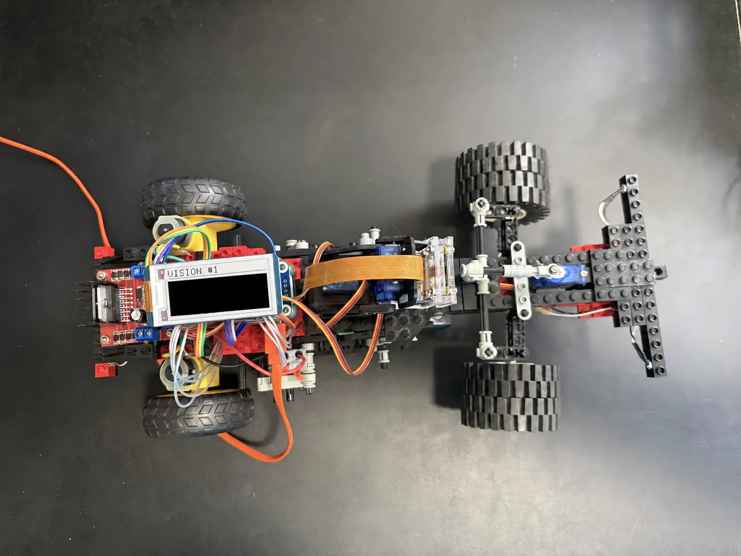 Vue du dessus du prototype complet avec l'écran e-paper masqué.